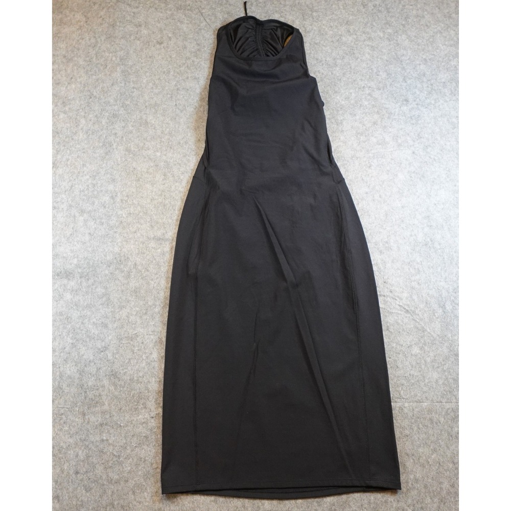 Lululemon Dress Women S/M? Black Sleeveless Rather Be Gathered Midi Athleisure
